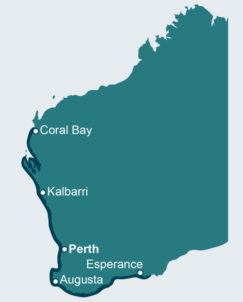 Map showing the distribution of the common blowfish around Western Australia.